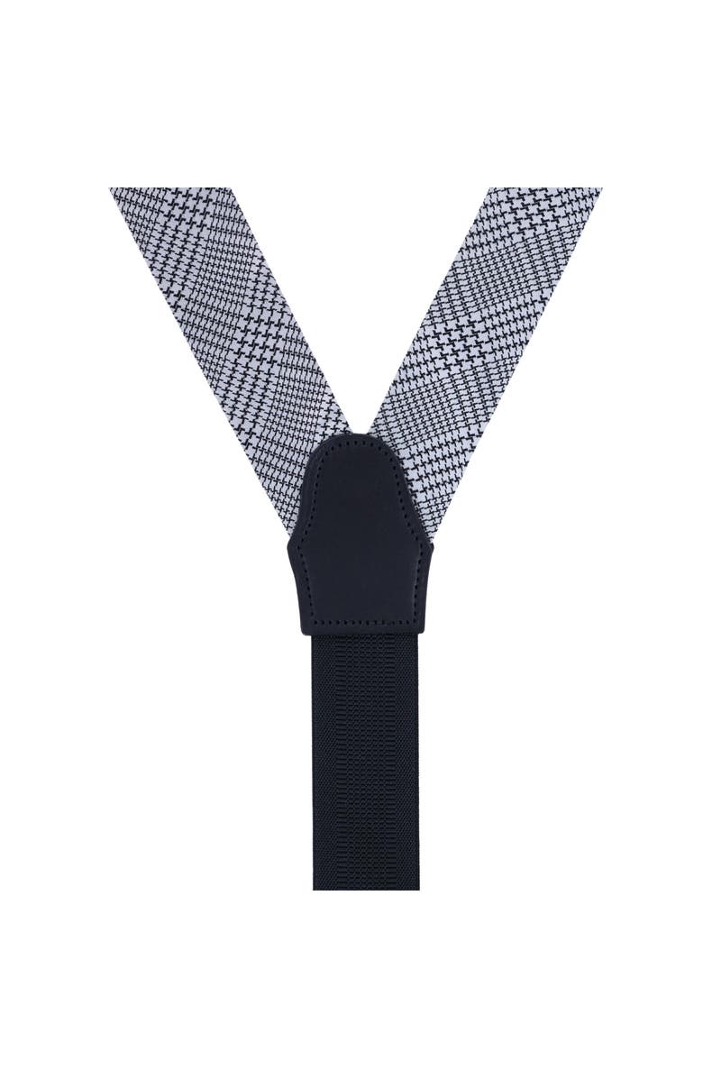 Trafalgar Benji Houndstooth Plaid Silk Suspenders, Alternate, color, Black