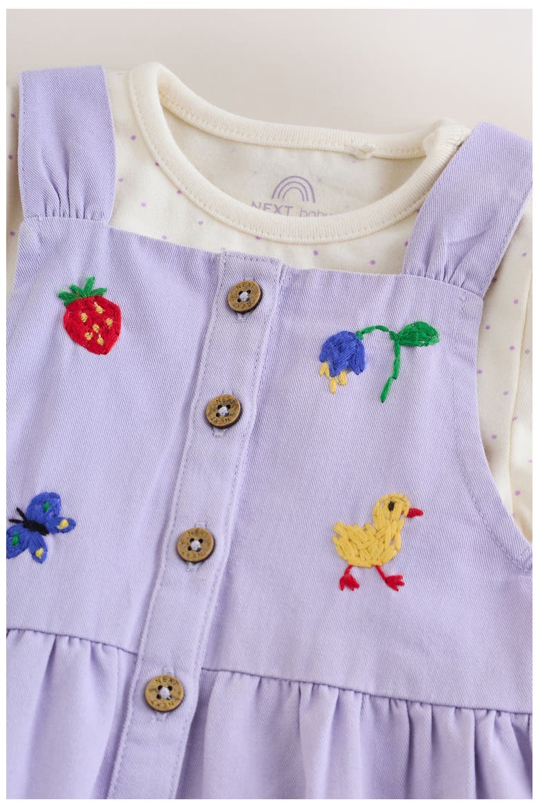 Embroidered Overalls & Bodysuit Set, Alternate, color, PURPLE