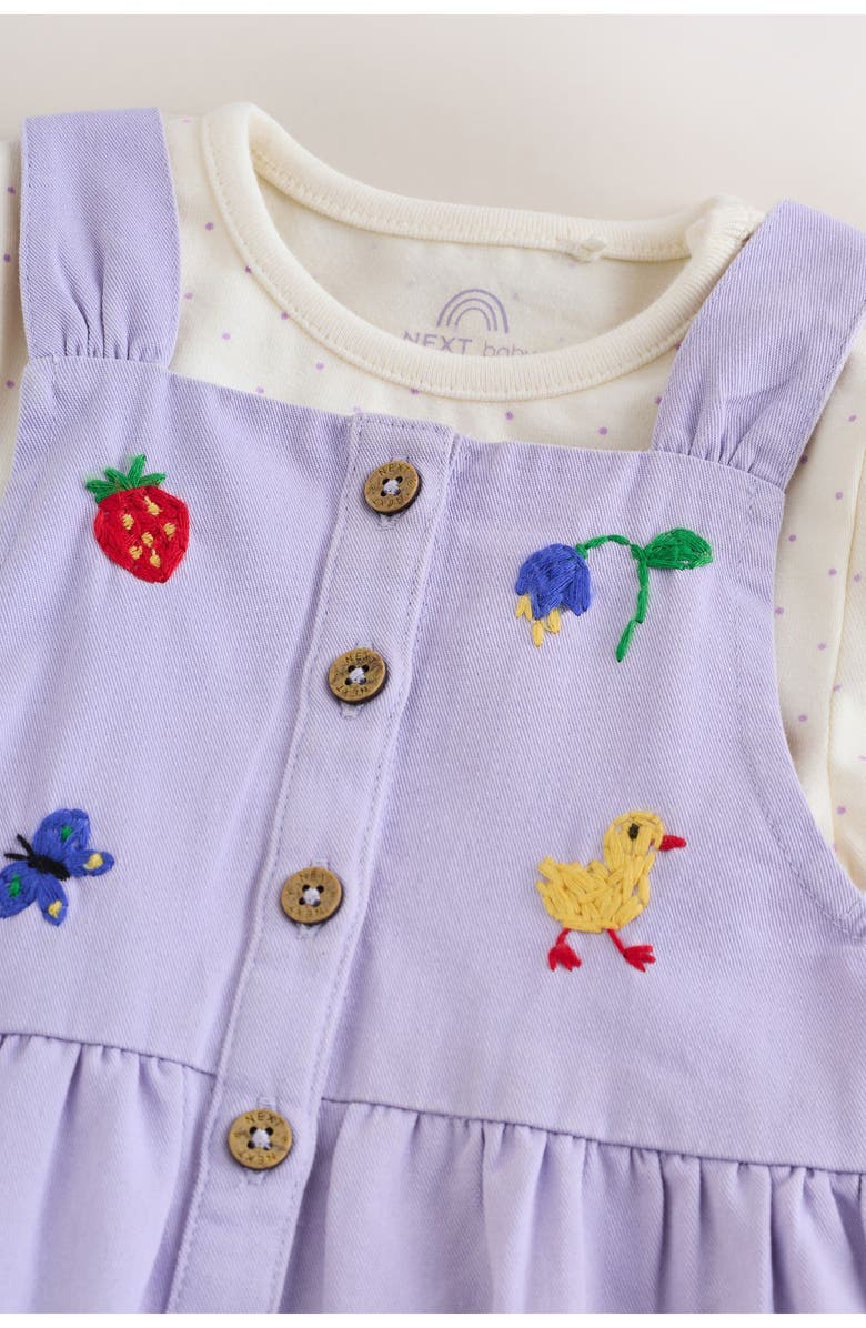 NEXT Embroidered Overalls & Bodysuit Set, Alternate, color, Purple
