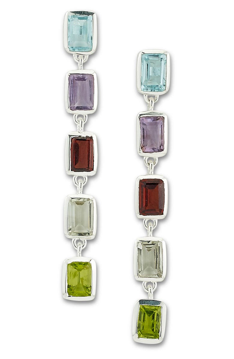 SAMUEL B. Multi Stone Baguette Cut Drop Earrings, Main, color, Multi