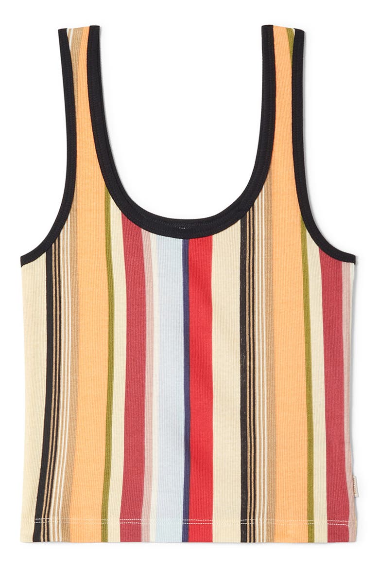 Ringer Organic Cotton Tank, Alternate, color, PEACH COBBLER MULTI STRIPE