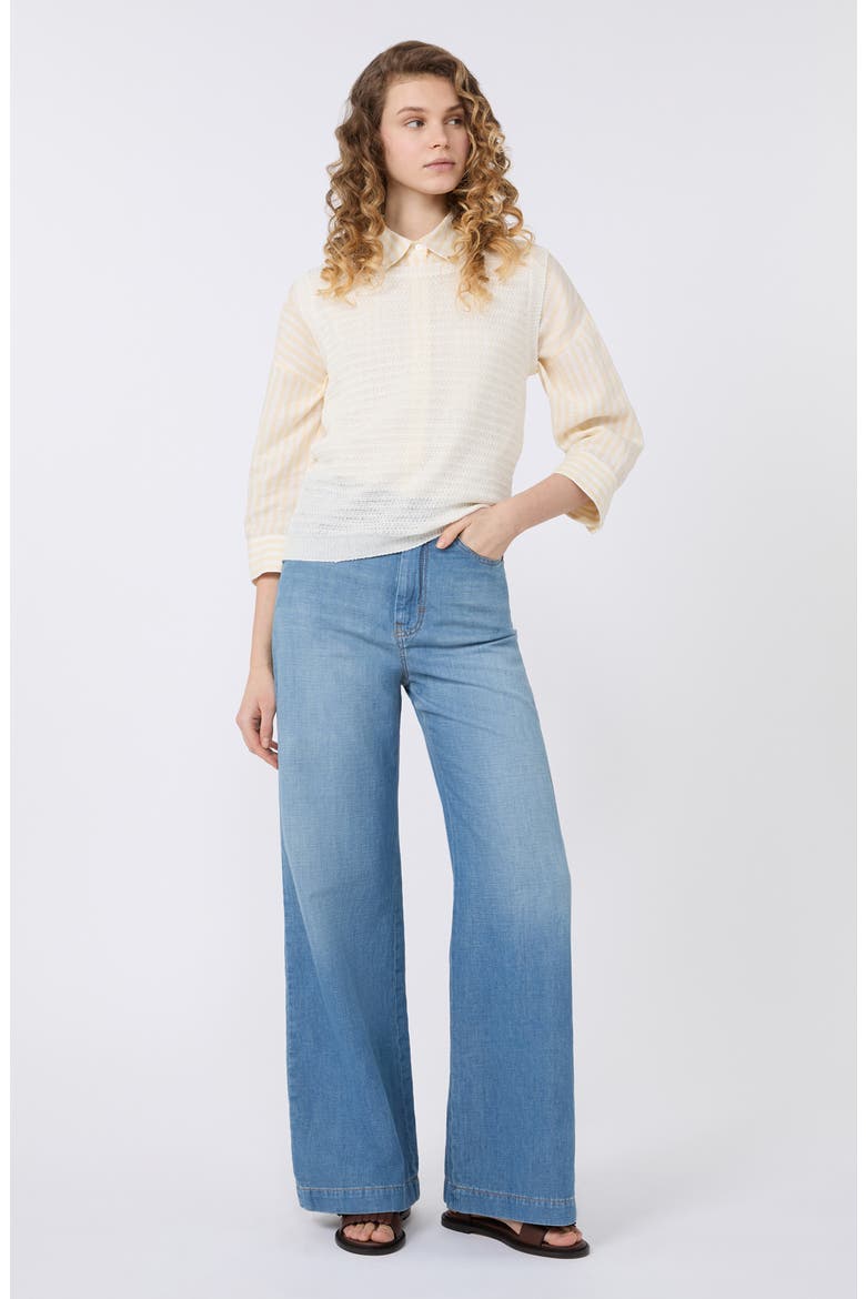 Stripe Linen Shirt, Alternate, color, LIGHT YELLOW