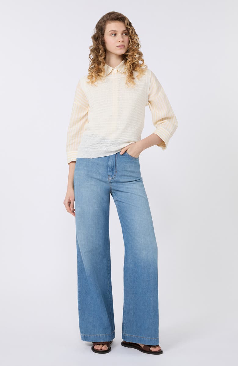 Weekend Max Mara Stripe Linen Shirt, Alternate, color, Light Yellow