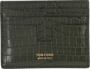 TOM FORD T-Line Croc Embossed Leather Card Holder | Nordstrom