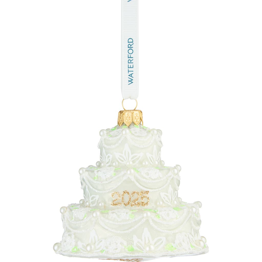 Waterford Holiday Heirlooms Our First Cake Glass Ornament In White