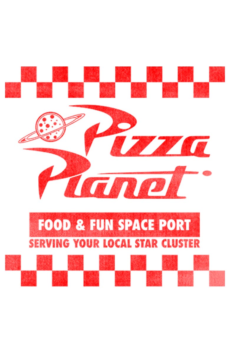 Toy Story Men's Toy Story Pizza Planet Uniform Graphic T-Shirt, Alternate, color, White