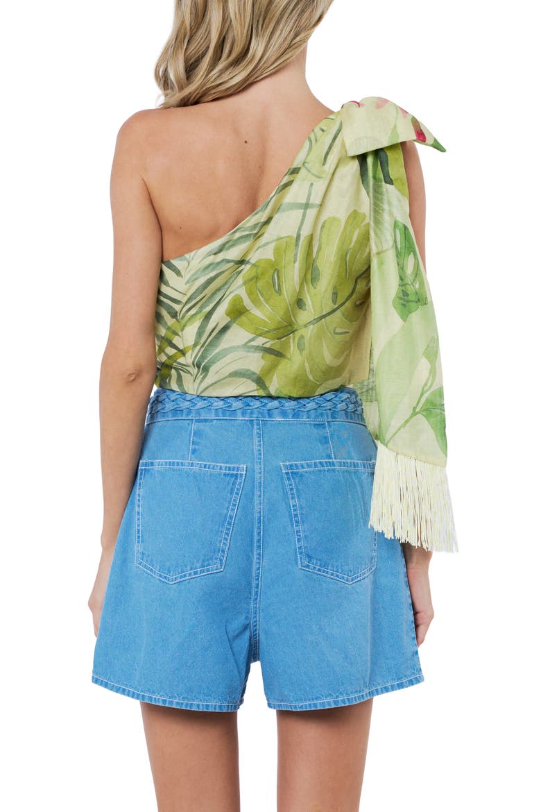 Elsy Floral Print Asymmetric Crop Top, Alternate, color, CITRON MULTI