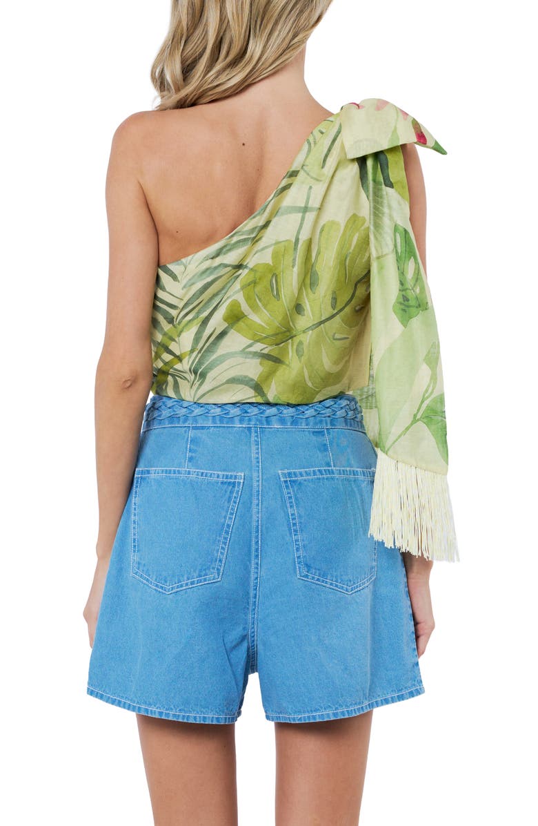 CIEBON Elsy Floral Print Asymmetric Crop Top, Alternate, color, Citron Multi