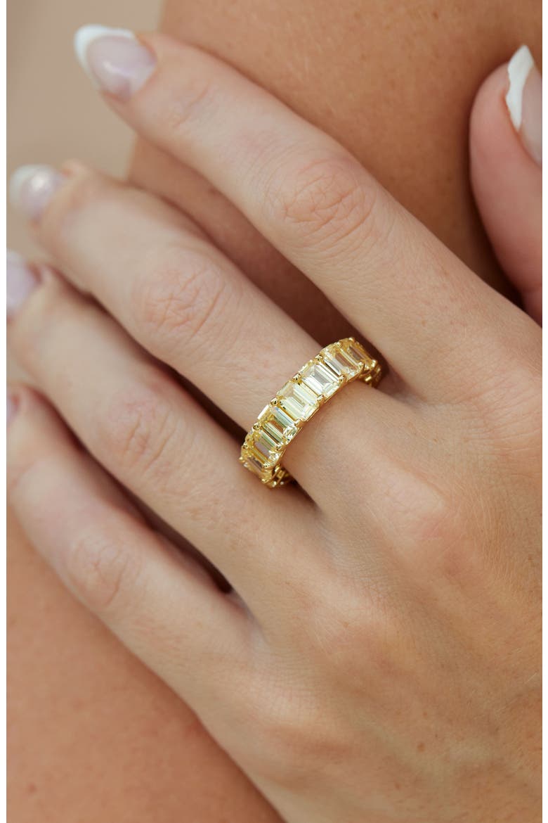 Canary CZ Emerald Cut Eternity Ring, Alternate, color, YELLOW