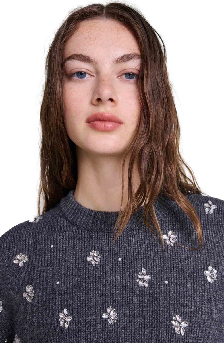 maje Knitted sweater with rhinestones, Alternate, color, 