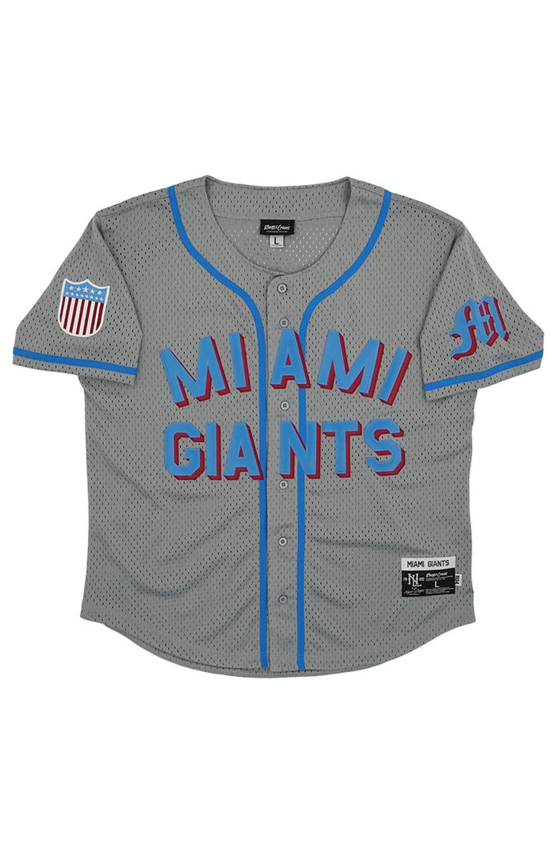 RINGS & CRWNS Men's Rings & Crwns #8 Gray Miami Giants Mesh Button-Down Replica Jersey, Alternate, color, Gray