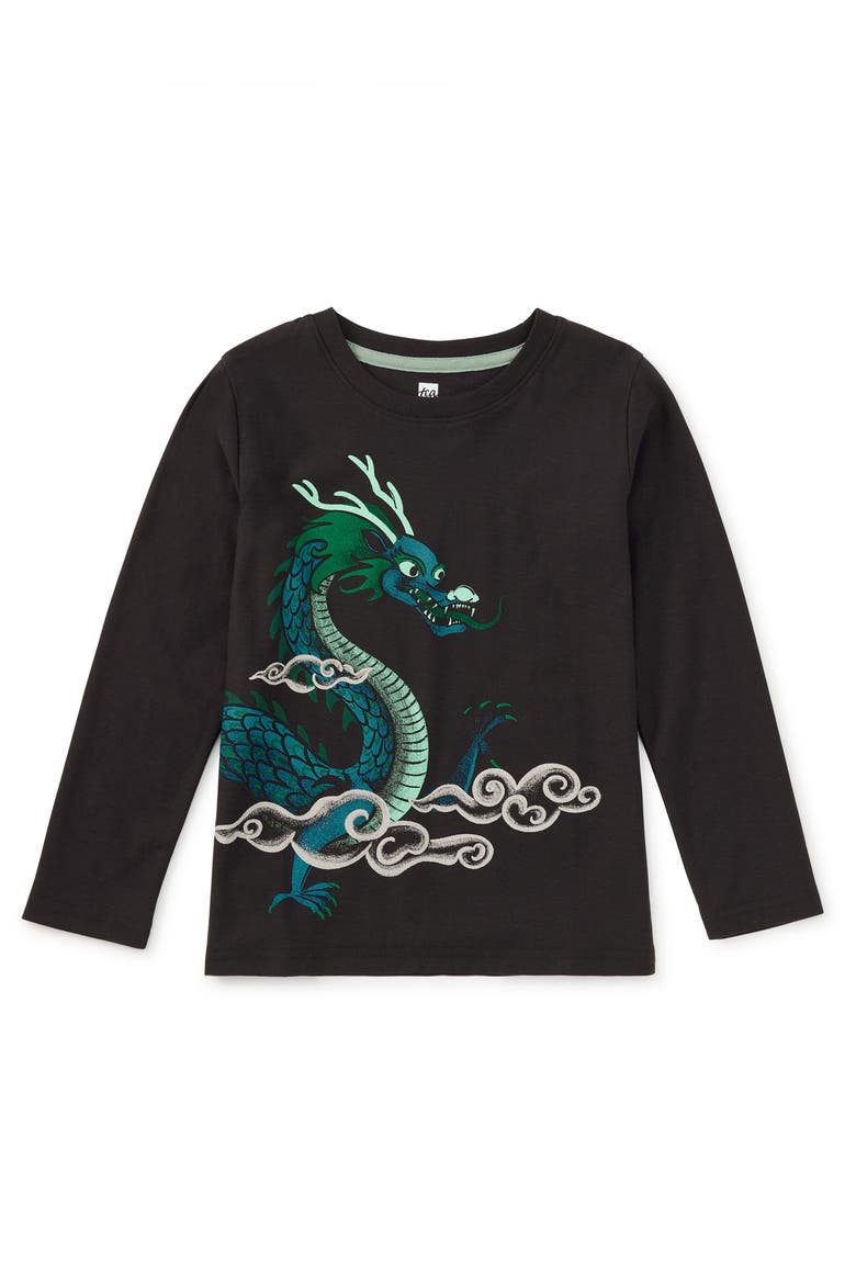 Dragon Double Sided Graphic Tee, Main, color, Jet Black