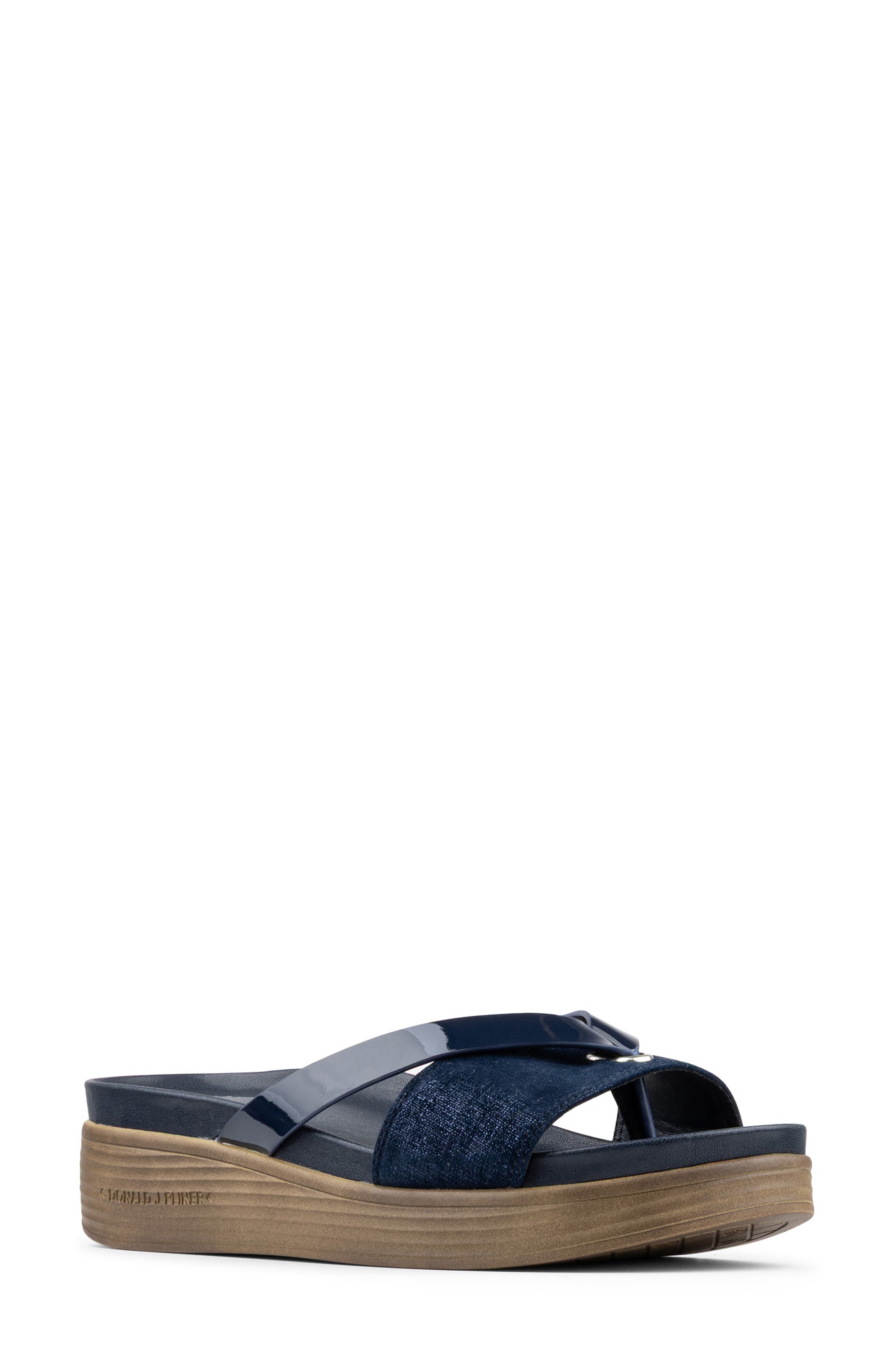 Donald Pliner Farrah Platform Wedge Sandal, Main, color, Navy