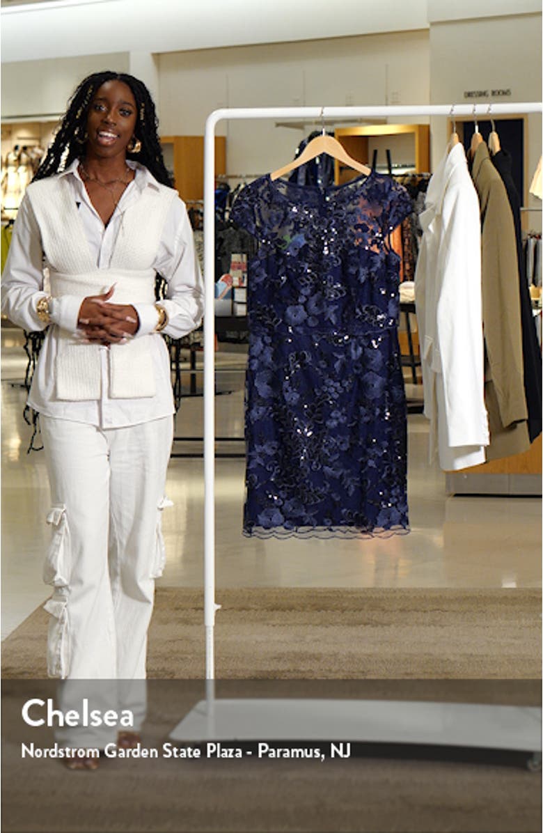 Floral Embroidered Sequin Sheath Dress, sales video thumbnail