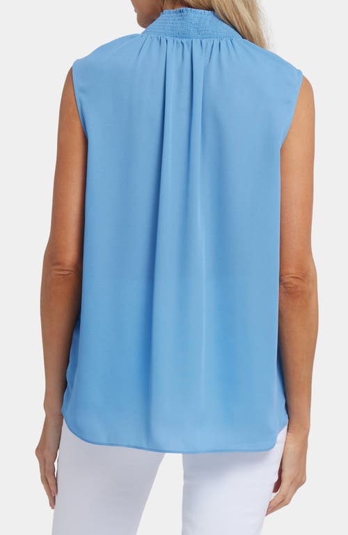 Nydj Gemma Sleeveless Smocked Neck Top In Pacific Coast