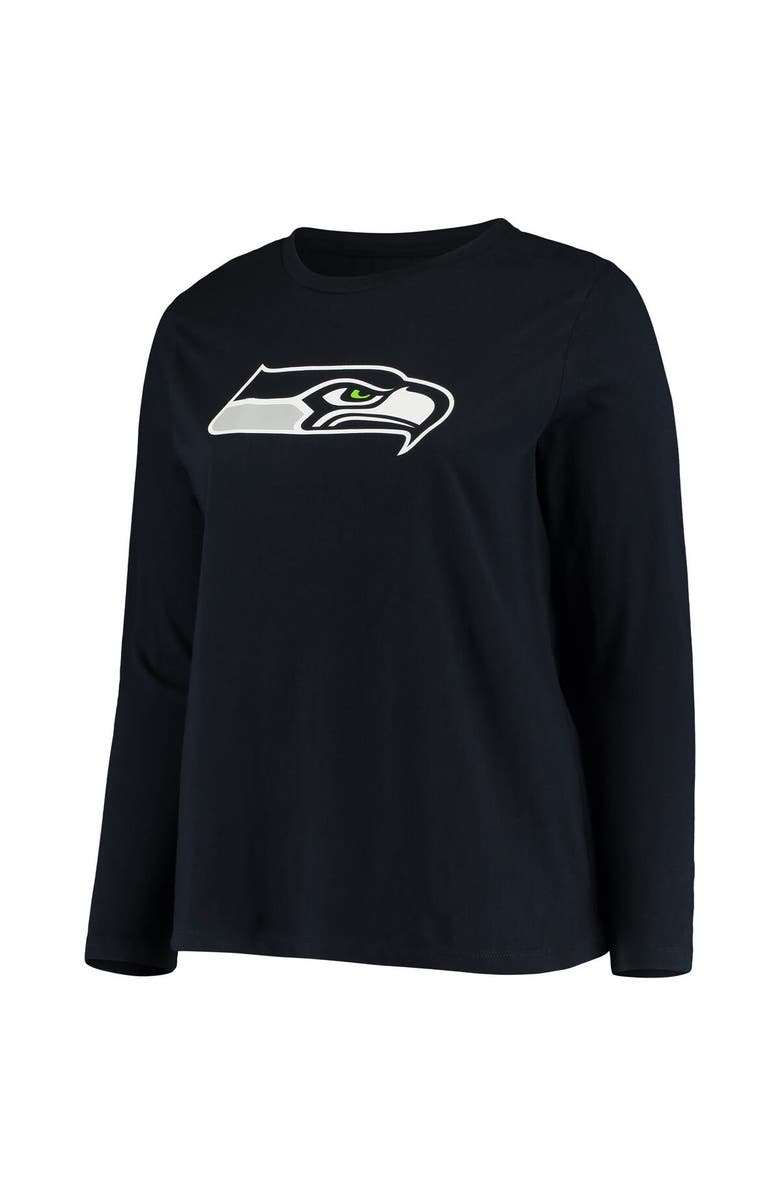 FANATICS Women's Fanatics Branded College Navy Seattle Seahawks Plus Size Primary Logo Long Sleeve T-Shirt, Alternate, color, 