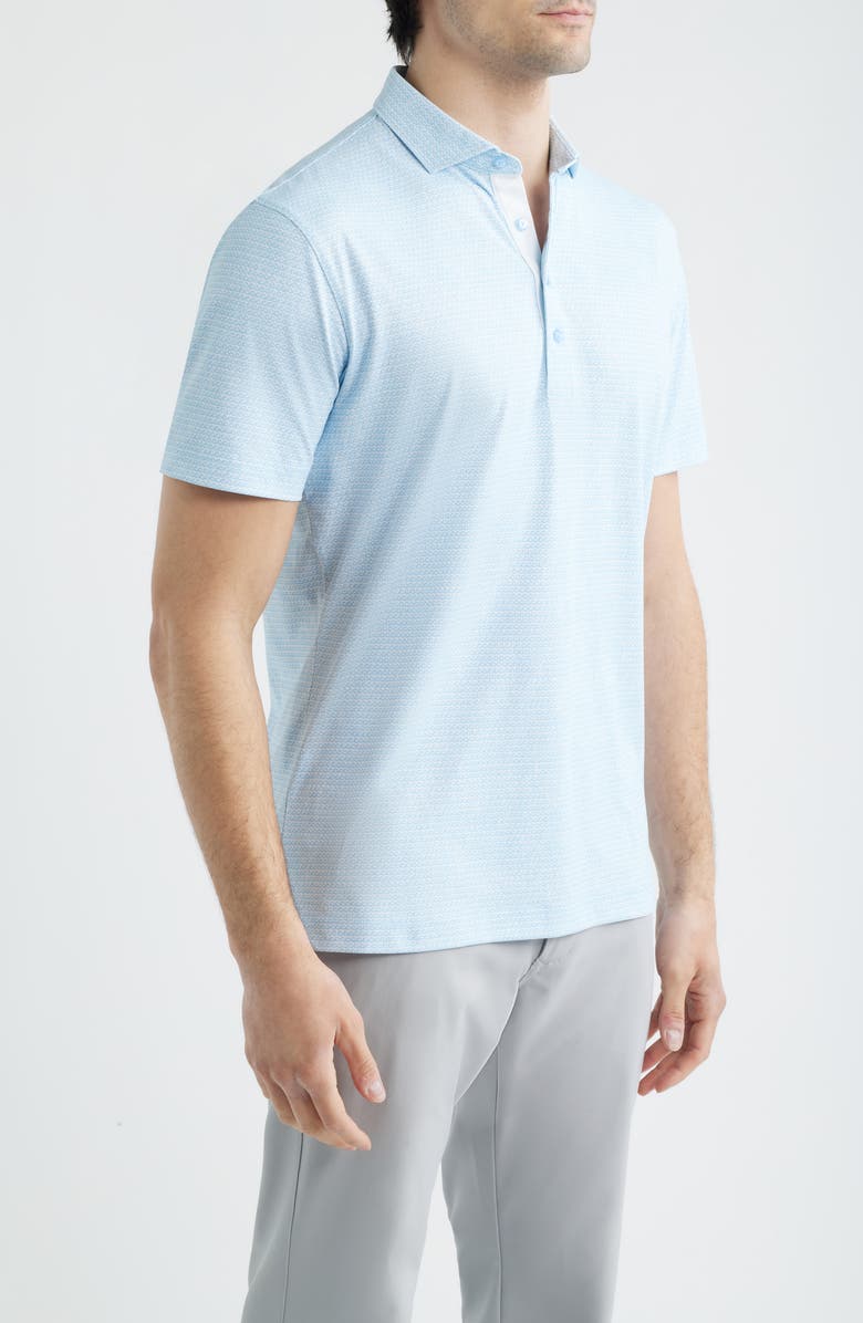 johnnie-O Waverunner Wave Print Perfornance Jersey Polo, Alternate, color, Kona