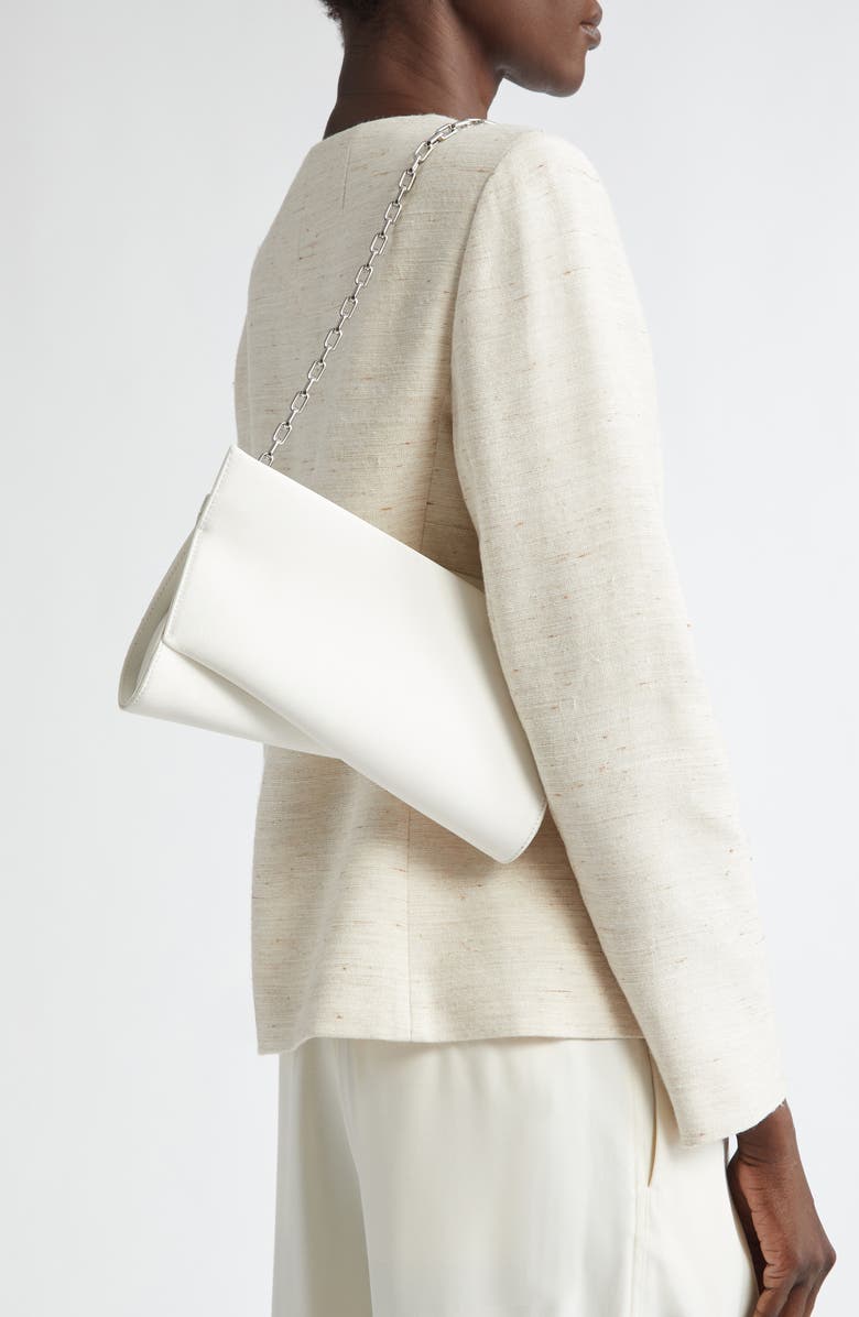 Christian Louboutin Small Loubitwist Silk Satin Clutch, Alternate, color, Bianco