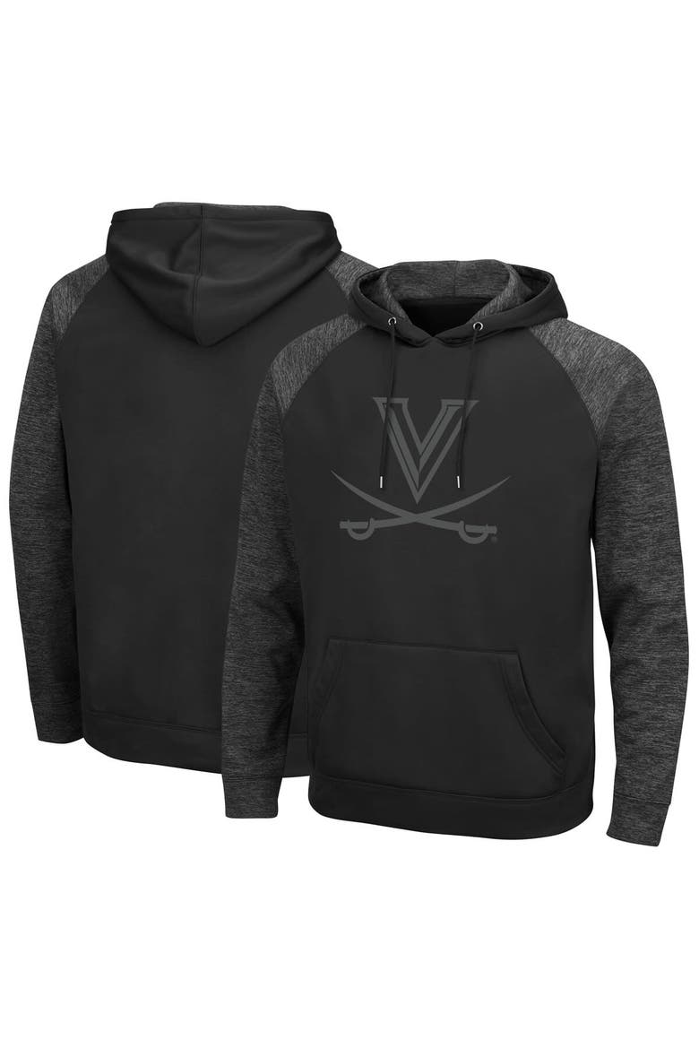Men's ColosseumVirginia Cavaliers Blackout 3.0 Tonal Raglan Pullover Hoodie, Alternate, color, Black