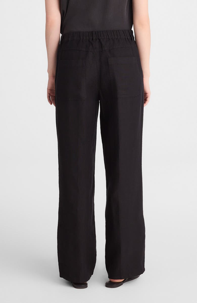 Madewell Zoe Relaxed Straight Leg Linen Pants, Alternate, color, Jet Black
