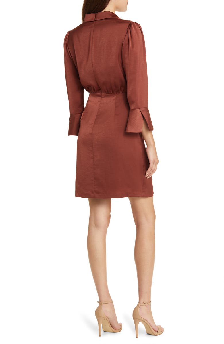 Vince Camuto Satin Shirtdress, Alternate, color, Brown
