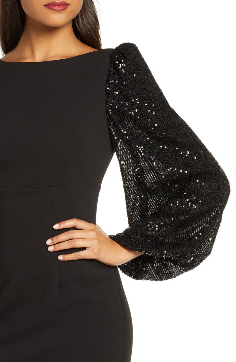 Eliza J Sequin Blouson Sleeve Cocktail Dress, Alternate, color, 