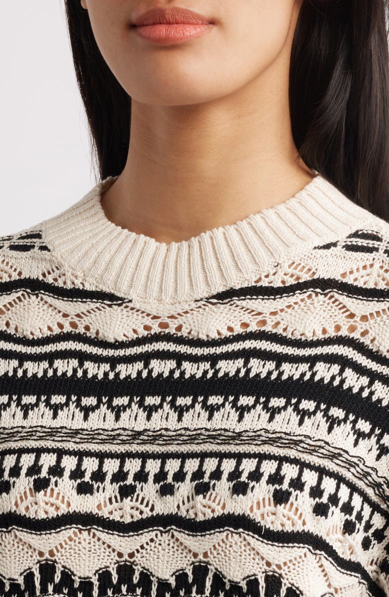 MARGARET O'LEARY Fair Isle Cotton Blend Sweater, Alternate, color, 