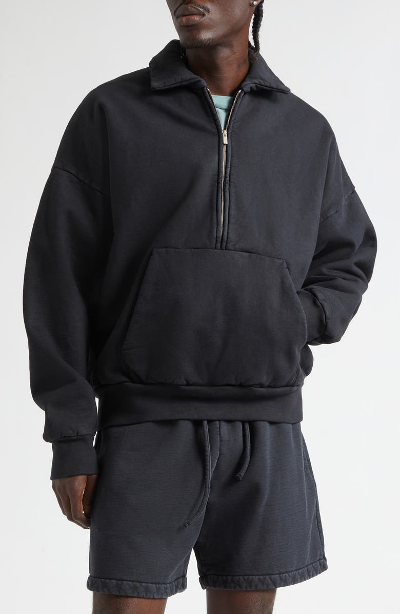 Fear of God Cotton Half Zip Pullover, Main, color, Black