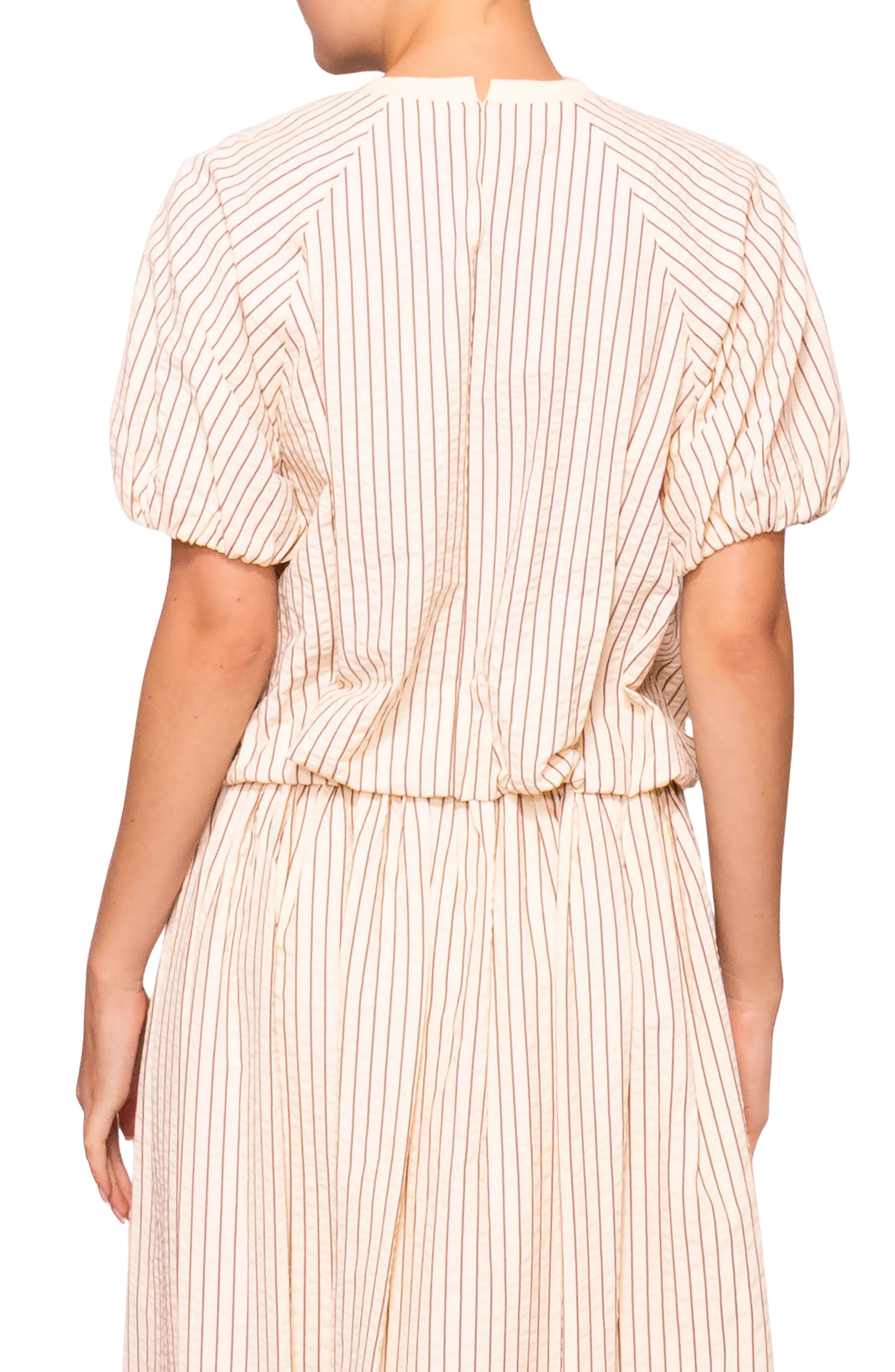 Stripe Puff Sleeve Top - image 2