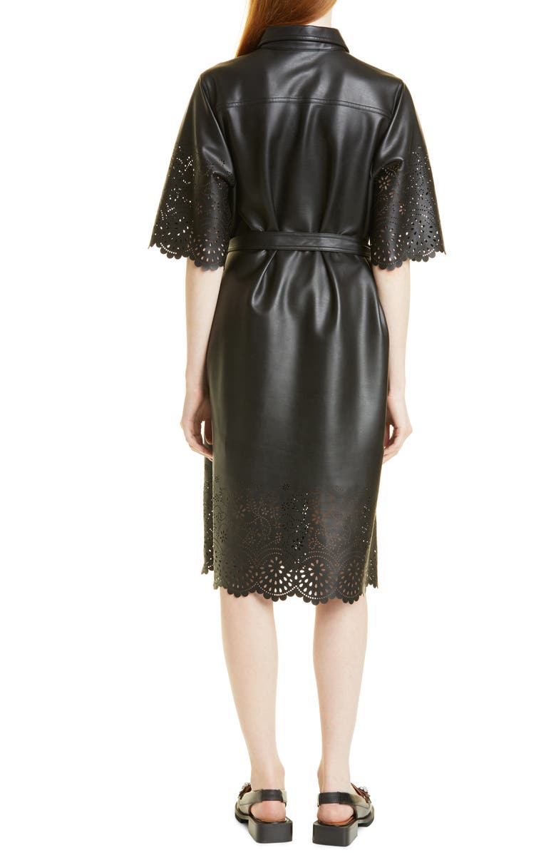 MUNTHE Nieve Faux Leather Shirtdress, Alternate, color, 