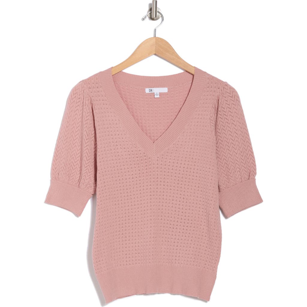 Dr2 By Daniel Rainn Pointelle Stitch Sweater In Petal Pink