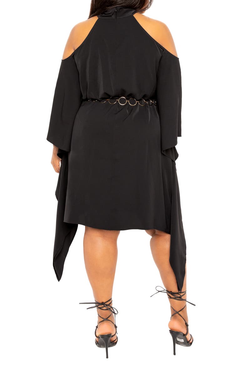Cross Halter Belted Tunic Dress, Alternate, color, BLACK