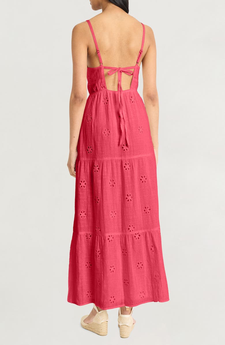 The Good Journey Eyelet Cotton Midi Sundress, Alternate, color, Claret Red