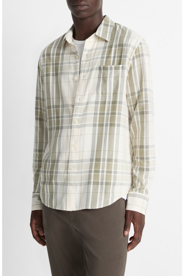 Dunluce Plaid Button-Up Shirt, Alternate, color, BLANCO/DRIVER GREEN