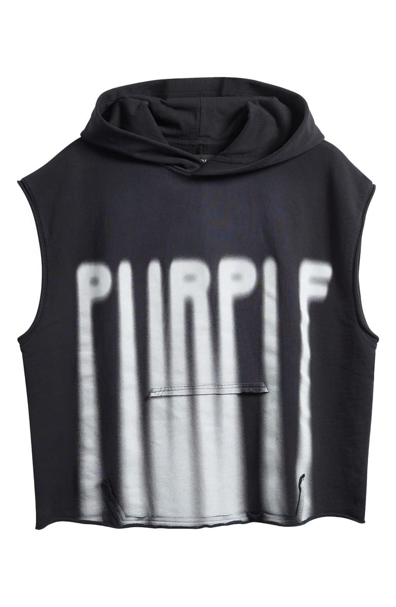 PURPLE BRAND Logo Sleeveless Cotton Fleece Hoodie, Alternate, color,