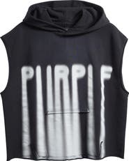 PURPLE BRAND Logo Sleeveless Cotton Fleece Hoodie