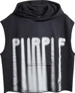 PURPLE BRAND Logo Sleeveless Cotton Fleece Hoodie