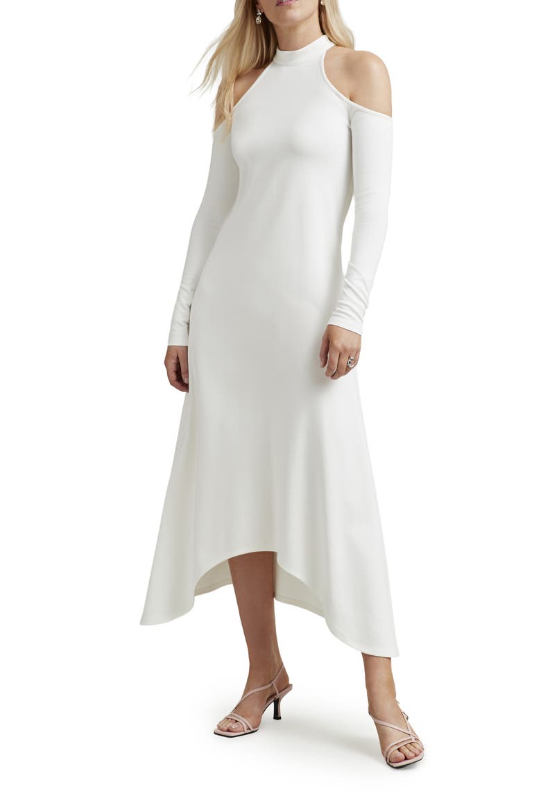 Kalene Cold Shoulder High-Low Maxi Dress, Main, color, OFF WHITE