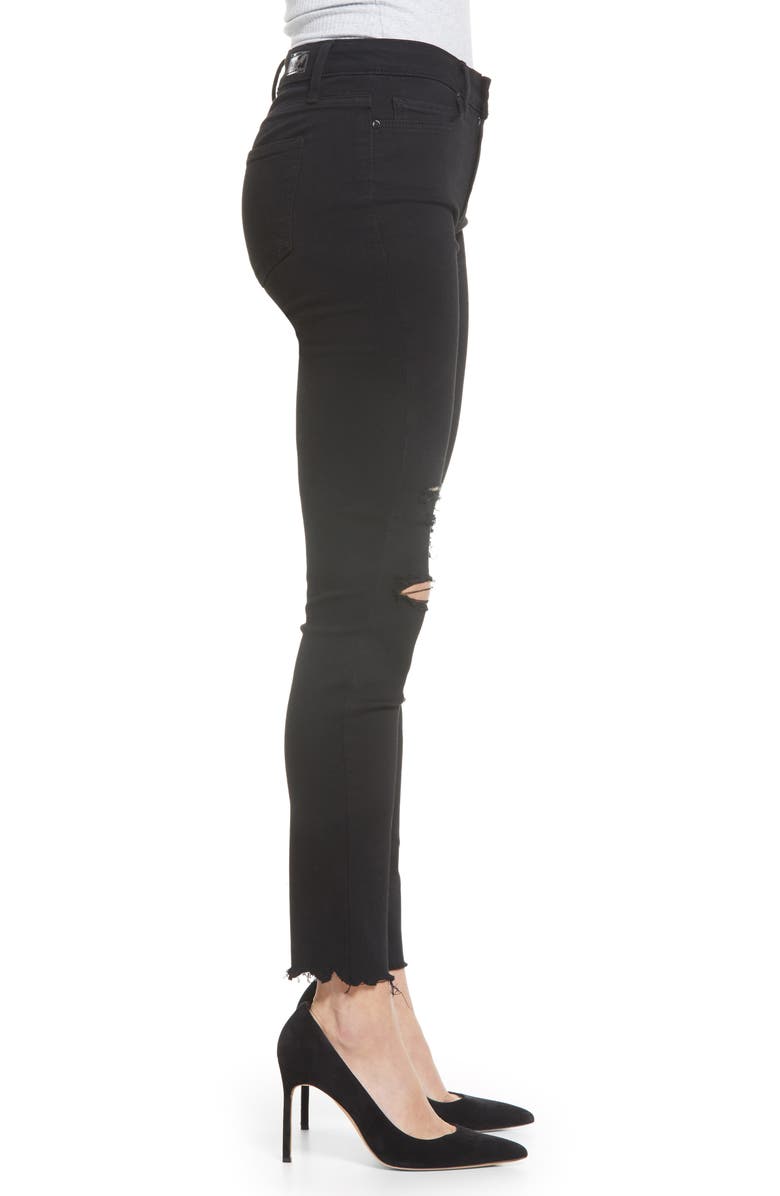 PAIGE Verdugo Deconstructed Hem Distressed Ankle Skinny Jeans, Alternate, color, Midnight Storm Destructed Hem