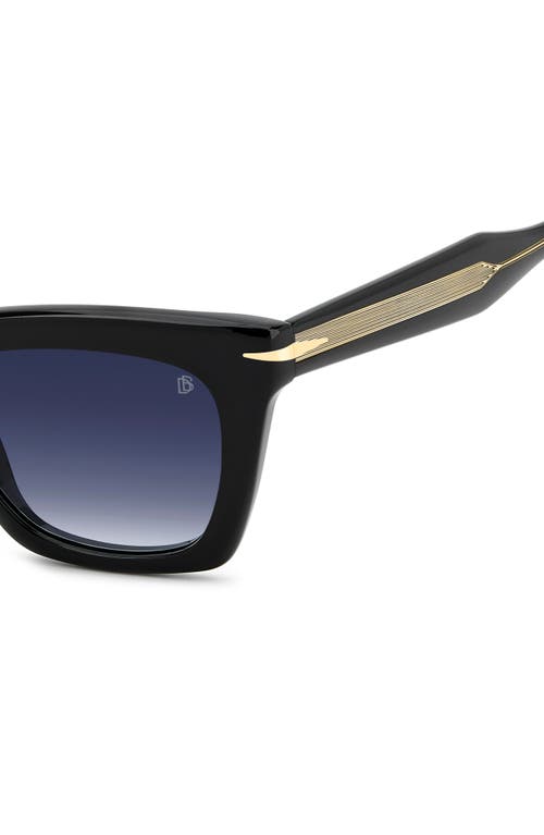 David Beckham Eyewear Db 99/miami 51mm Gradient Rectangular Sunglasses In Black/blue Sf