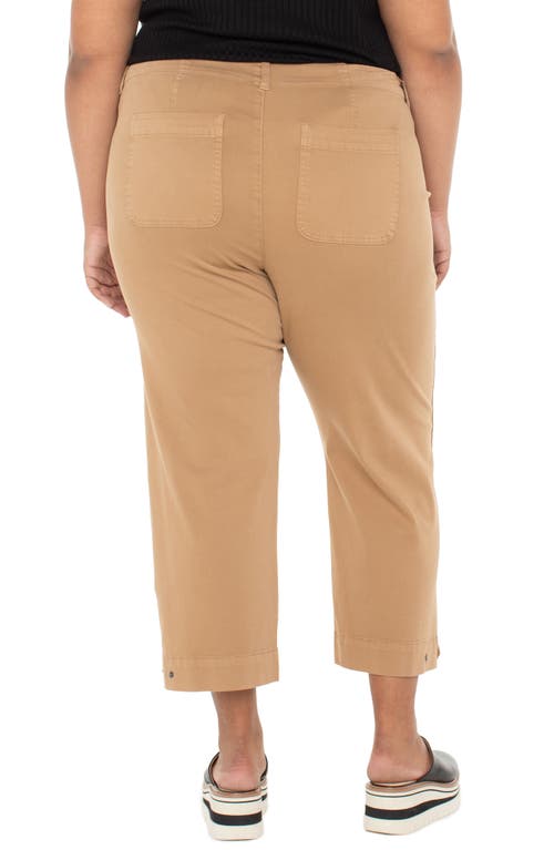 Liverpool Los Angeles Crop Straight Leg Linen Blend Utility Pants In Brown