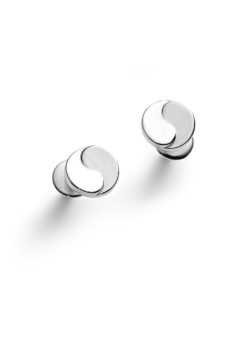 Taegeuk Peace Earrings, Main, color, Silver