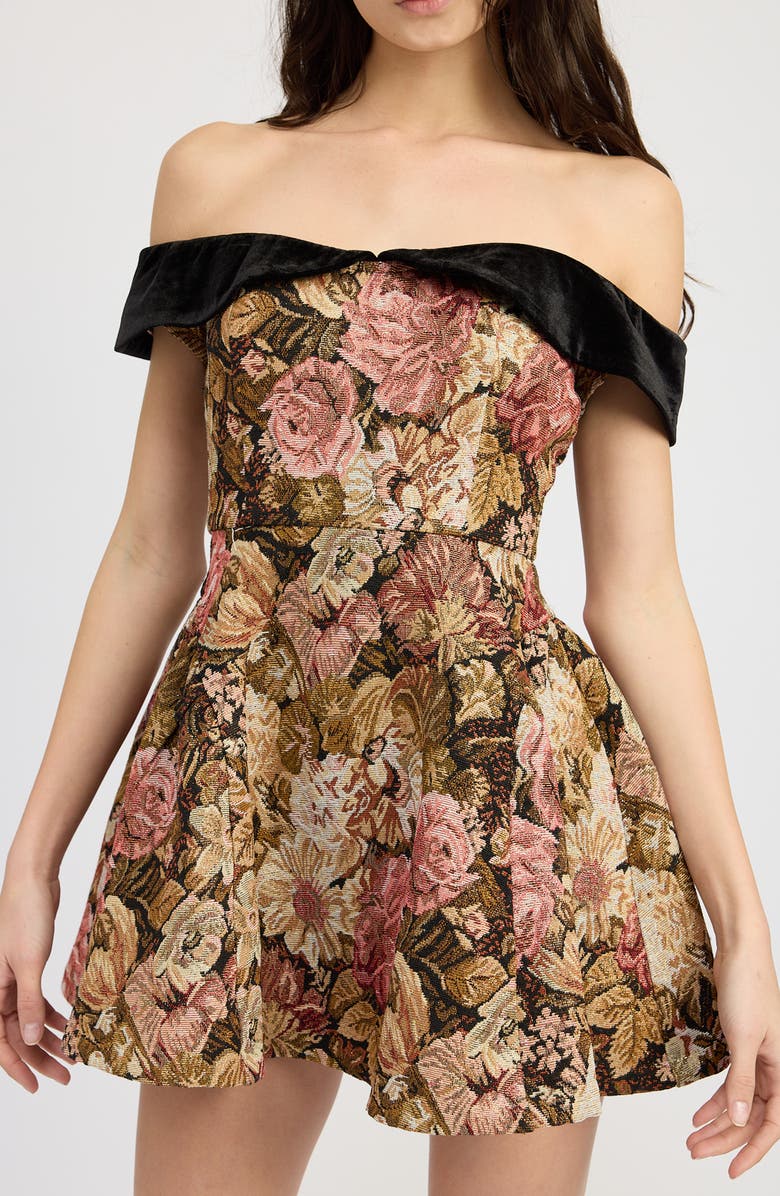 En Saison Carey Jacquard Off the Shoulder Fit & Flare Minidress, Alternate, color, 