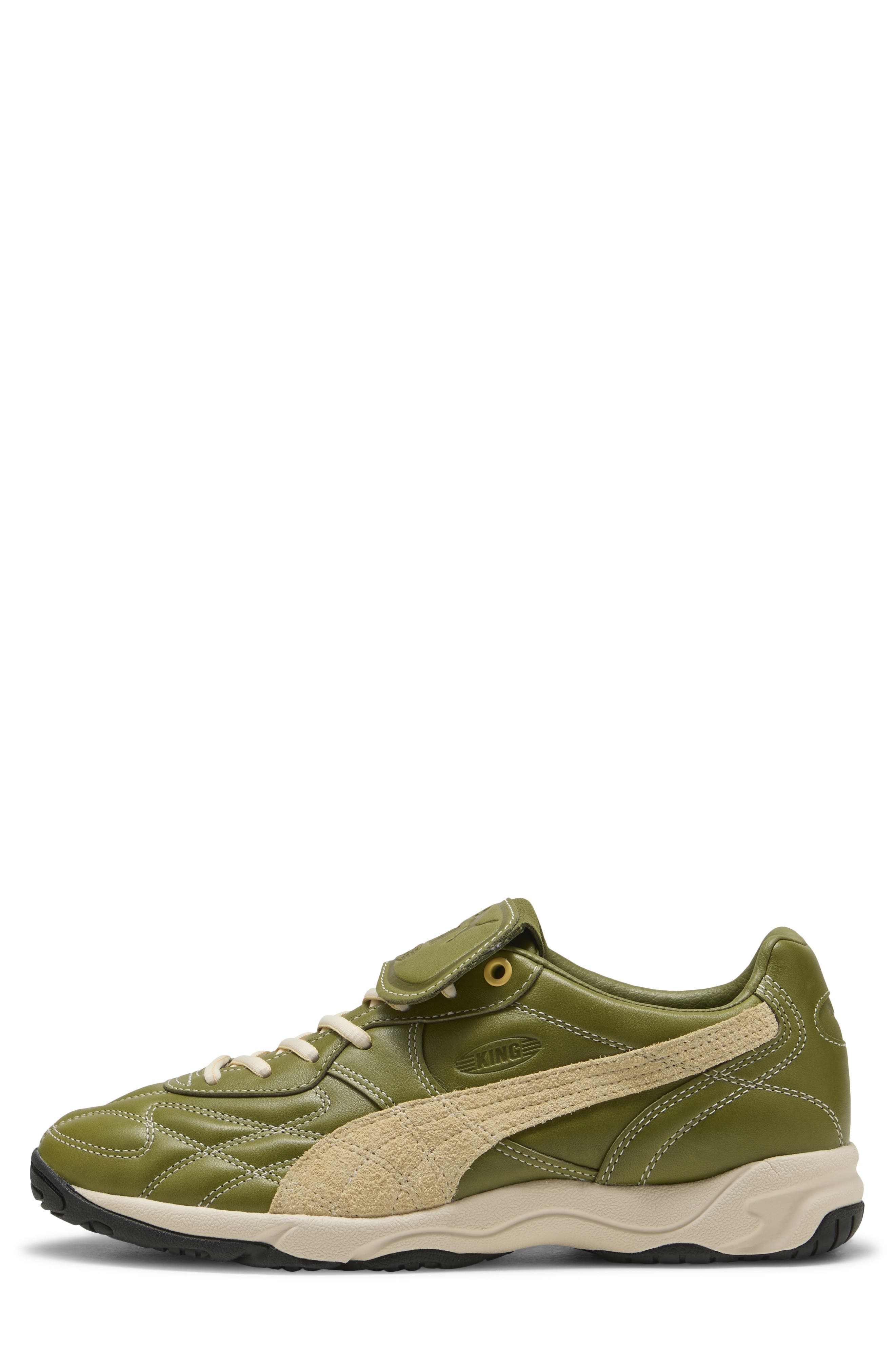 PUMA King Indoor Mix Soccer Sneaker, Alternate, color, Olive Green/ Light Straw