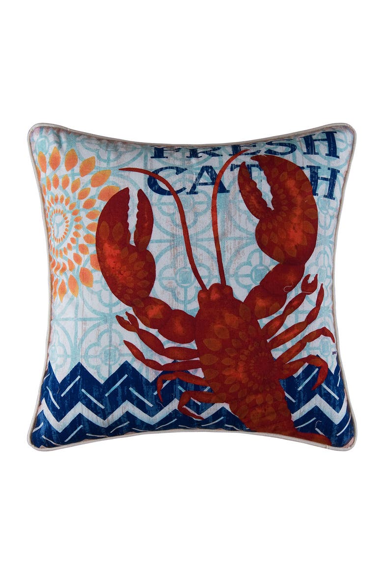 "Fresh Catch" Lobster HD Printed Accent Throw Pillow 18" x 18", Main, color, Red