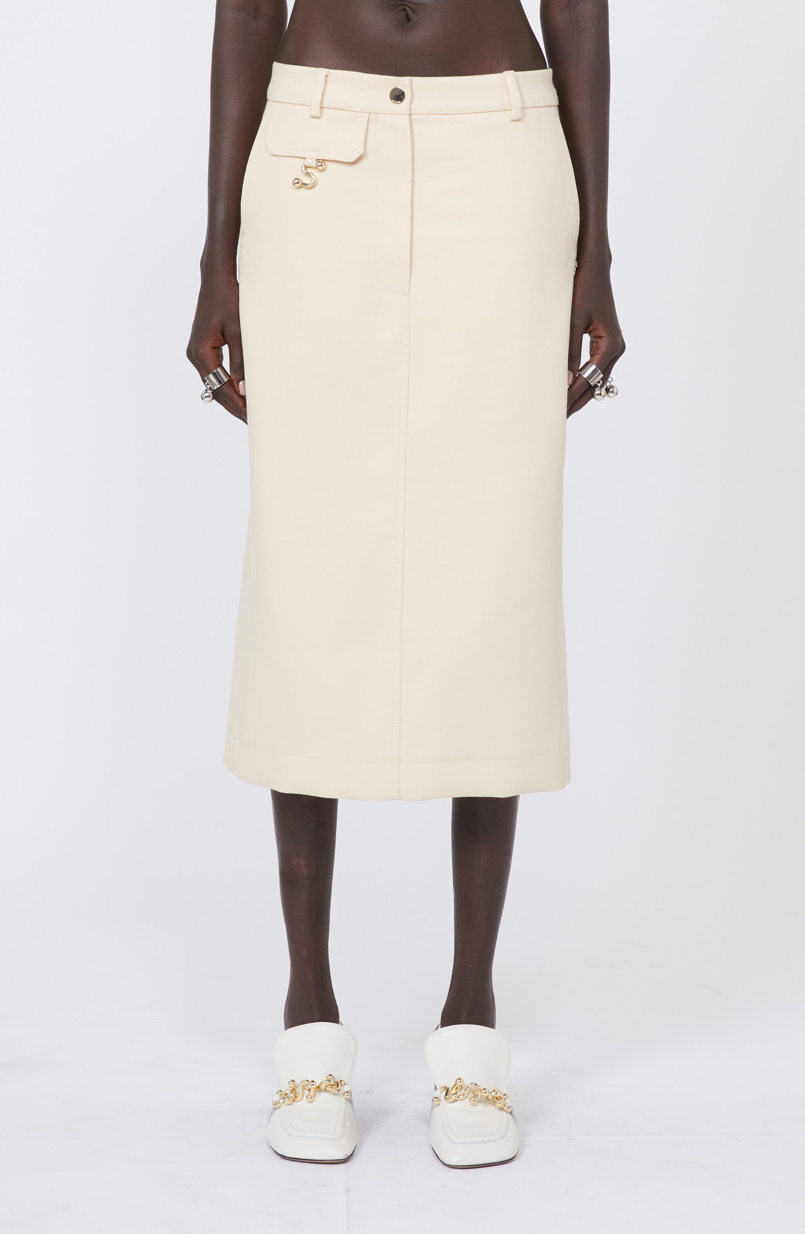 Adepto Cotton Blend Twill Pencil Skirt