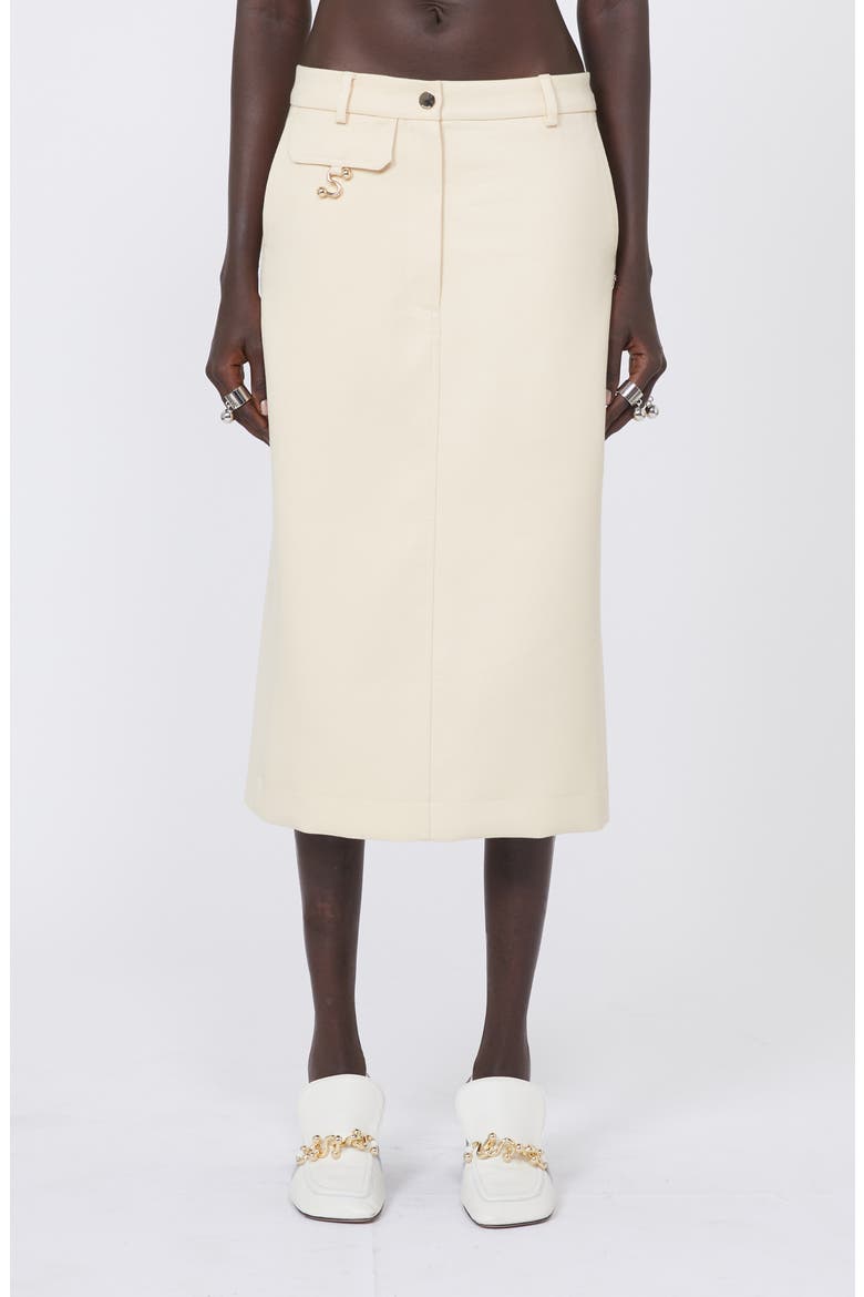 Adepto Cotton Blend Twill Pencil Skirt, Main, color, VANILLA