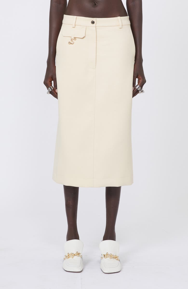 SPORTMAX Adepto Cotton Blend Twill Pencil Skirt, Main, color, Vanilla