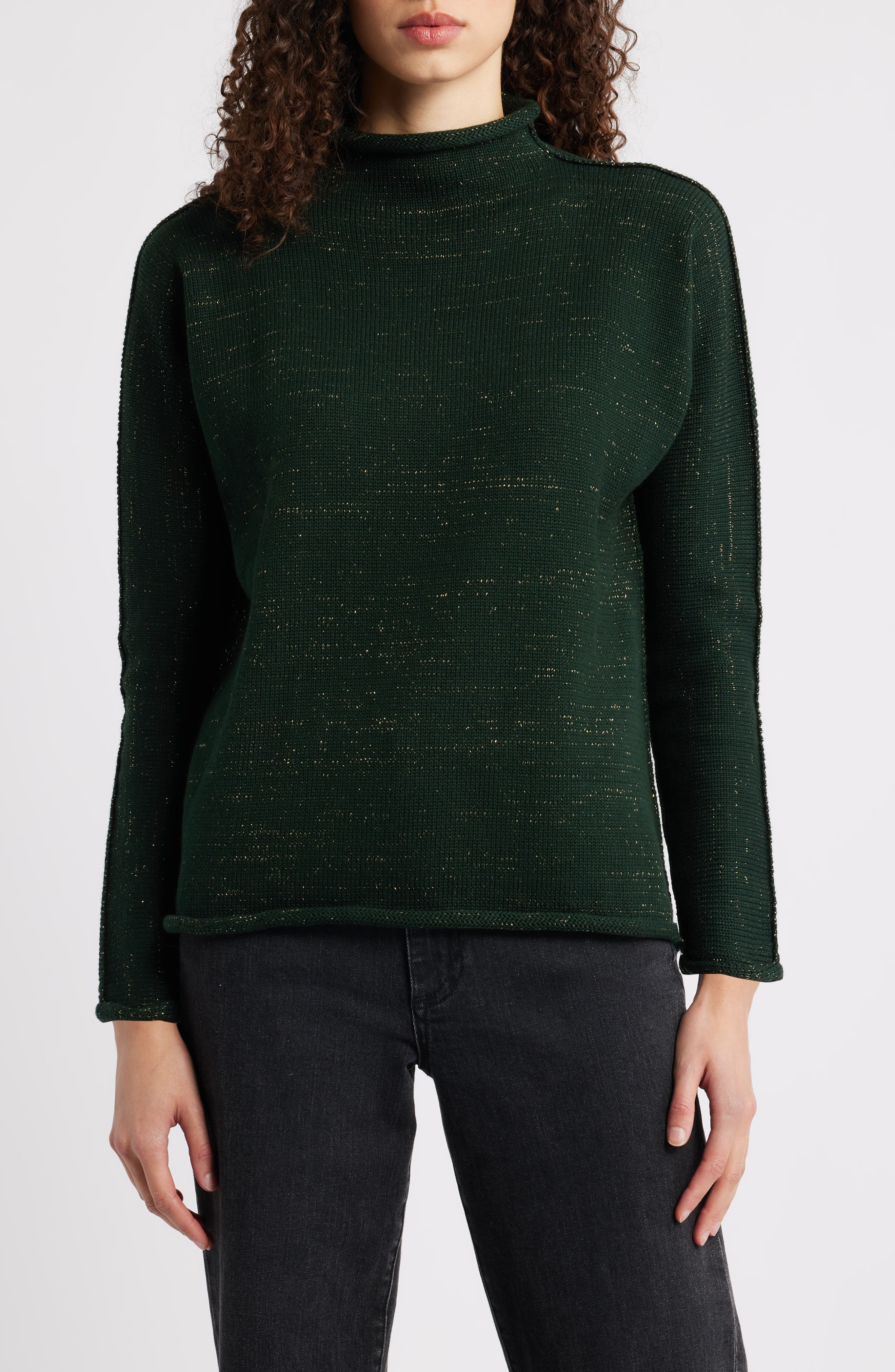 Monterey Stripe Cotton Funnel Neck Sweater