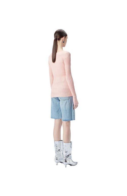 Gobi Mongolian Cashmere Ribbed Cotton Silk Cashmere Blend Sweater In Pink